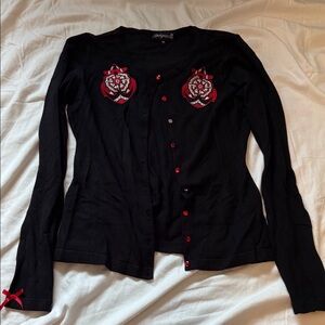 Sourpuss Black Tee with Skull Detail